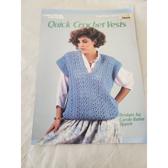 Leisure Arts Other - Leisure Arts Leaflet 417 Quick Crochet Vests Pattern Carole Rutter Tippett 1986